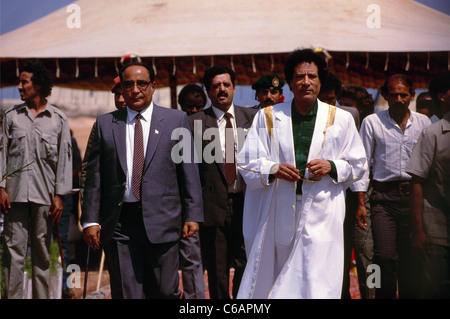 Il Presidente libico Muammar Gaddhafi durante le celebrazioni a Tripoli segnando il suo ventesimo anniversario in potenza. Foto Stock