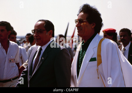 Il Presidente libico Muammar Gaddhafi durante le celebrazioni a Tripoli segnando il suo ventesimo anniversario in potenza. Foto Stock