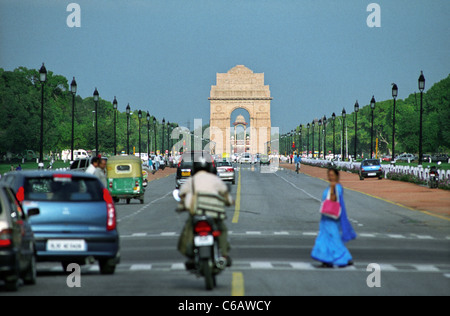 Memoriale di Delhi, India Gate, ALLA FINE DI RAJPATH Delhi, India. Mantenuto dalla Commissione delle tombe di guerra del Commonwealth. Foto Stock