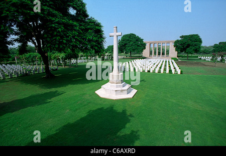 Guerra di Delhi Cimitero e memoriale, Delhi, India. Mantenuto dalla Commissione delle tombe di guerra del Commonwealth Foto Stock