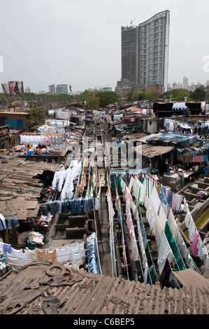 Dhobi Ghat nel Mahalaxmi area di Mumbai, altrimenti noto come i mondi più grande scoperta in India Foto Stock