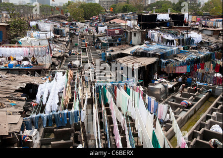 Dhobi Ghat nel Mahalaxmi area di Mumbai, altrimenti noto come i mondi più grande scoperta in India Foto Stock