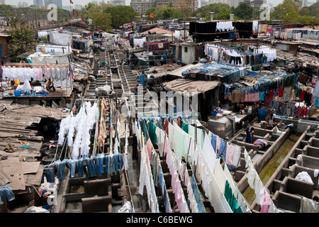 Dhobi Ghat nel Mahalaxmi area di Mumbai, altrimenti noto come i mondi più grande scoperta in India Foto Stock