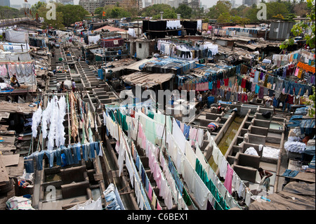 Dhobi Ghat nel Mahalaxmi area di Mumbai, altrimenti noto come i mondi più grande scoperta in India Foto Stock