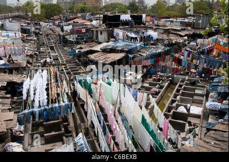 Dhobi Ghat nel Mahalaxmi area di Mumbai, altrimenti noto come i mondi più grande scoperta in India Foto Stock