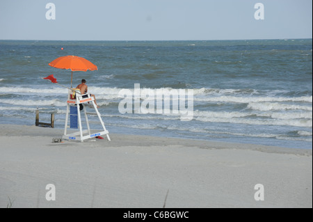 Carolina del Sud si prepara per l'uragano Irene. Spiaggia i visitatori sono stati tenuti fuori dell'oceano Martedì a causa delle forti correnti. Foto Stock