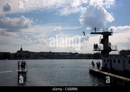 Bains des Paquis a Ginevra - Svizzera Foto Stock