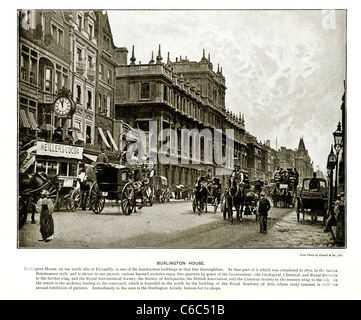 Burlington House Piccadilly, Londra, 1897 foto vittoriano guardando ad Est all'edificio contenente la Royal Academy Foto Stock