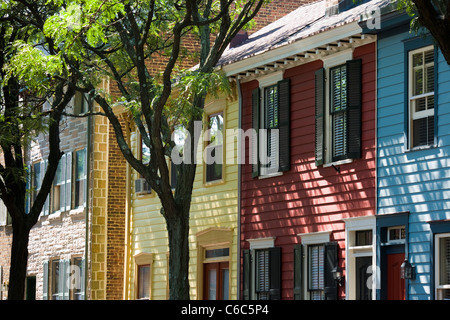 Case colorate, Mill Hill quartiere di Trenton, New Jersey Foto Stock