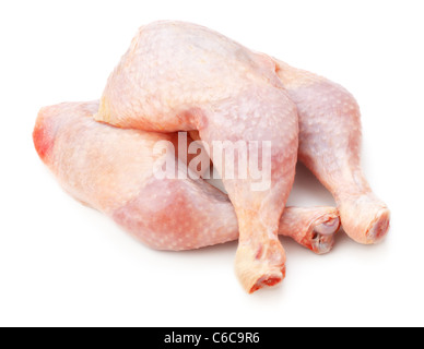 Fresche le cosce di pollo isolati su sfondo bianco Foto Stock