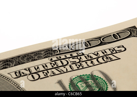 Macro girato di un angolo di 100 dollari USA Bill Foto Stock