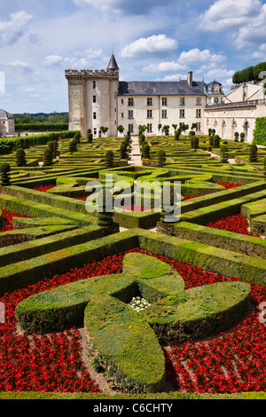 Castello di Villandry, Valle della Loira, l'amore dei giardini, Indre et Loire, Francia, Europa in estate Foto Stock