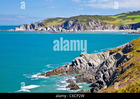 Vista del North Devon litorale verso Rockham Bay e Bull Point, vicino a Woolacombe e Morthoe, Devon, Inghilterra, Regno Unito Foto Stock