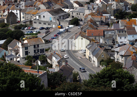 Vista aerea del FORTUNESWELL sull'isola di Portland. DORSET UK. Foto Stock