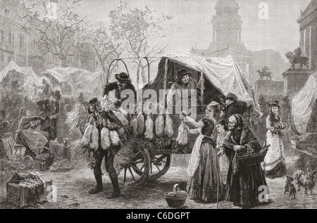 Il mercato d'oca, Berlin, Germania nel XIX secolo. Foto Stock