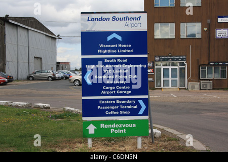 Londra aeroporto di Southend bill board Foto Stock