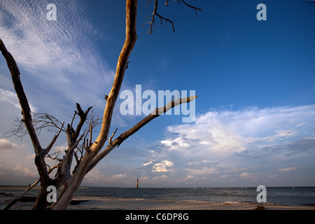 Morris Island Lighthouse vicino a Charleston, Carolina del Sud. Foto Stock