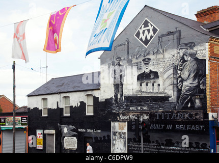 Titanic murale di Dee Street, East Belfast Foto Stock