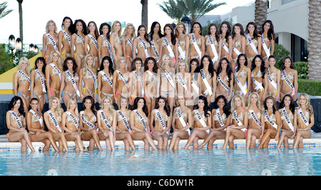 2009 Miss USA Kristen Dalton, Miss Alabama Audrey Moore, Miss Alaska Sarah tempio, Miss Arizona Brittany Bell, Miss Arkansas Foto Stock