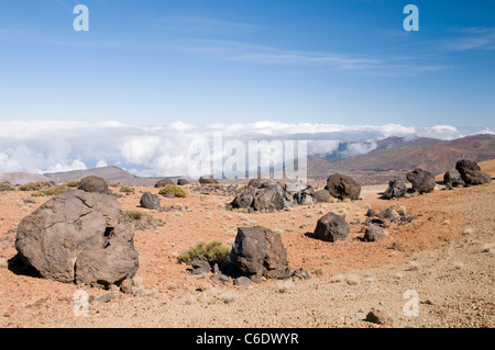 Lava solidificata formazione chiamato le uova del monte Teide, Parco Nazionale di Teide Tenerife, Isole Canarie, Spagna, Europa Foto Stock