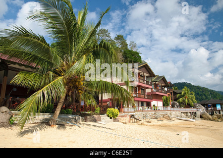 Panuba Inn Resort sulla spiaggia di Panuba, Pulau Isola di Tioman, Malaysia, Asia sud-orientale, Asia Foto Stock