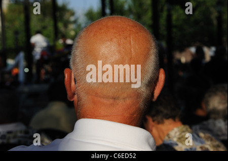 Anziani balding uomo con i capelli grigi Foto Stock