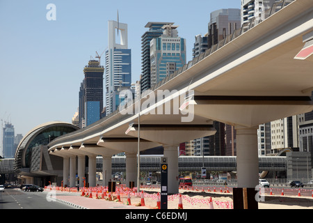 Nuova linea metropolitana a Dubai, Emirati Arabi Uniti Foto Stock