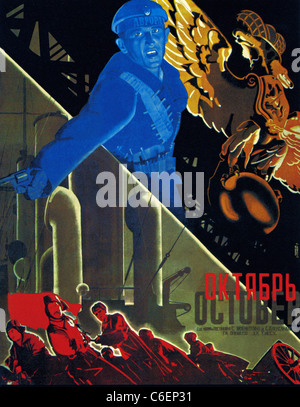 Ottobre Poster per 1927 Eisenstein film (aka Ottobre 1917 dieci giorni che hanno scosso il mondo) Foto Stock