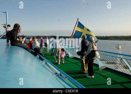 Traghetto TallinkSilja nell arcipelago di Stoccolma, Svezia in direzione di Turku, Finlandia Foto Stock