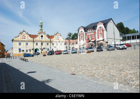 Kasperske Hory square, Sumava, Ceska republika dopo la ricostruzione 2011 Foto Stock