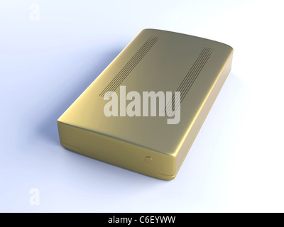 Golden hard drive Foto Stock