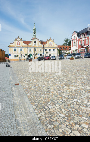 Kasperske Hory square, Sumava, Ceska republika dopo la ricostruzione 2011 Foto Stock