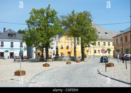 Kasperske Hory square, Sumava, Ceska republika dopo la ricostruzione 2011 Foto Stock