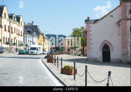 Kasperske Hory square, Sumava, Ceska republika dopo la ricostruzione 2011 Foto Stock