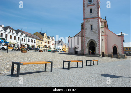 Kasperske Hory square, Sumava, Ceska republika dopo la ricostruzione 2011 Foto Stock