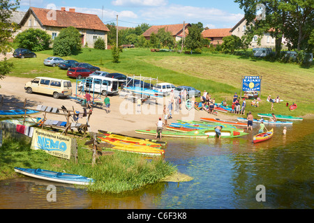 Krutynia rafting sul fiume, la Masuria regione, Polonia, Europa Foto Stock