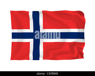 La Norvegia. Alta risoluzione bandiera europea serie. Con tessuto texture. Foto Stock