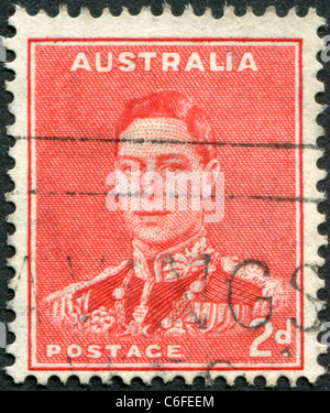 AUSTRALIA - 1938: un timbro stampato in Australia, raffigura il re George VI Foto Stock