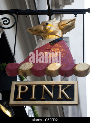 Segno su Thomas Pink fashion store, Jermyn Street, Londra Foto Stock