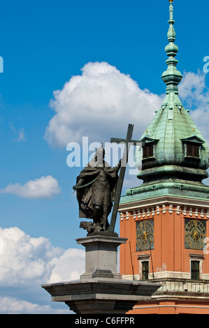 Re Zygmund colonna dal castello reale, Città Vecchia, Varsavia, Polonia Foto Stock