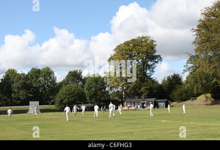 Un villaggio partita di cricket in Derbyshire Foto Stock