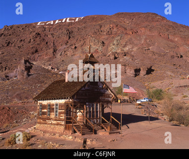 Old School House, Calico Ghost città mineraria Barstow, San Bernardino County, California, Stati Uniti d'America Foto Stock