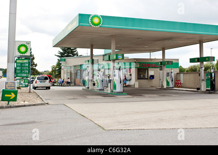 BP gas stazione di riempimento. Foto Stock