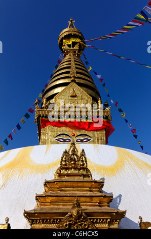 Swayambhunath, il Tempio delle Scimmie, Kathamndu, Nepal Foto Stock