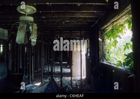 Una casa abbandonata in New Orleans' nono inferiore Ward. Foto Stock