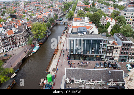 Vista aerea della città di Amsterdam dalla parte superiore della Westerkerk Foto Stock