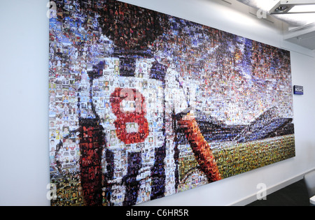 Il Brighton e Hove Albion Fan mosaici realizzati da migliaia di foto dei tifosi e raffigurante un'Albion leggenda Peter Ward Foto Stock