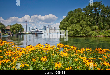 Città Lago del centro cittadino di Toronto Skyline vista panorama sul lago Ontario in Ontario;Canada;l'America del Nord Foto Stock