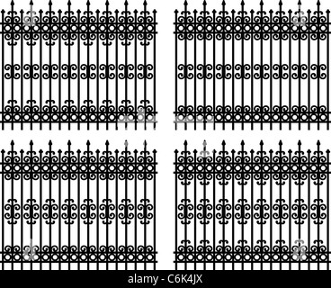 Ferro battuto recinto (4 silhouette) Foto Stock