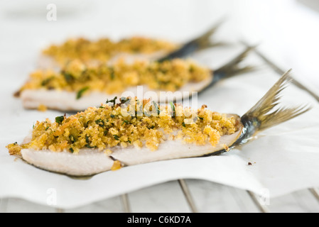 Sardine ripiene con salsa di arancio Foto Stock